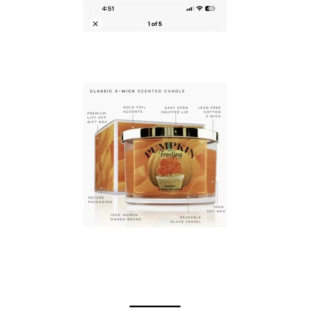 96North Pumpkin Frosting 3 Wick Candle NEW